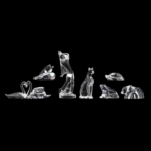 SEVEN BACCARAT CRYSTAL FIGURES