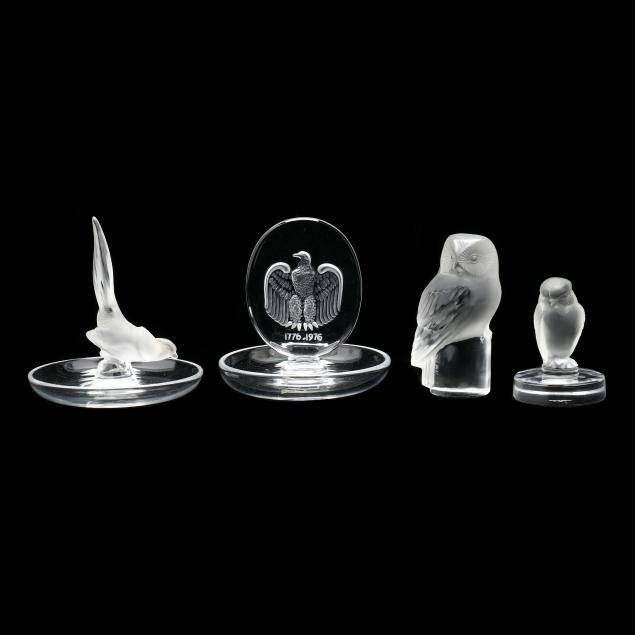 FOUR LALIQUE CRYSTAL FIGURES Including 345c45