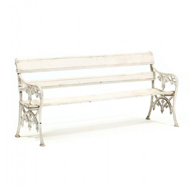 ANTIQUE IRON AND WOOD GARDEN BENCH Late