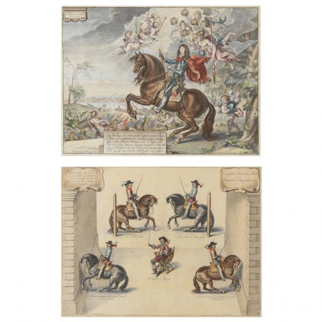 TWO EARLY EQUESTRIAN ENGRAVINGS,