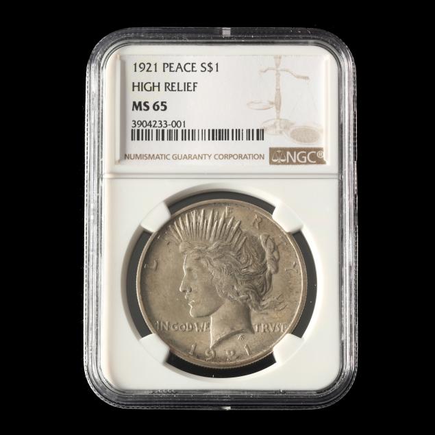 1921 HIGH RELIEF PEACE DOLLAR,