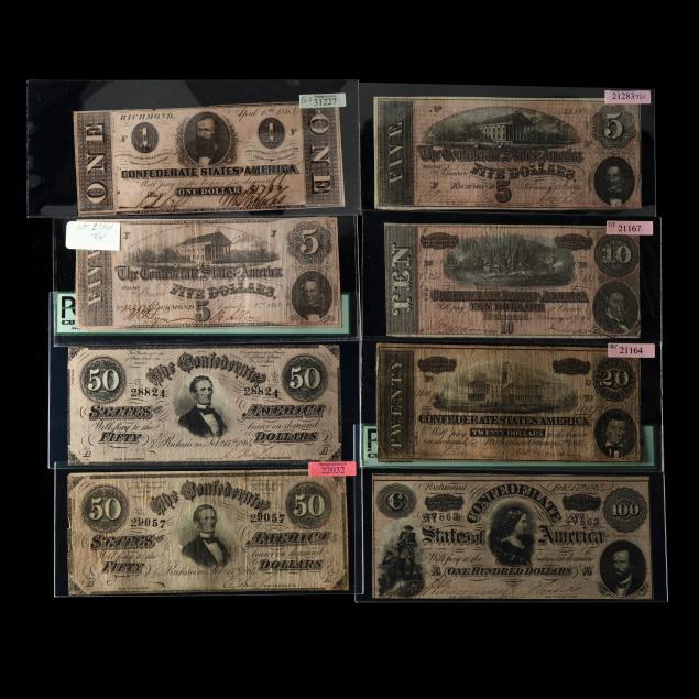 EIGHT CONFEDERATE NOTES SPANNING 345d90
