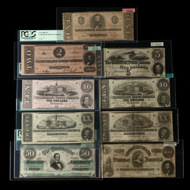 RUN OF NINE CONFEDERATE NOTES BY 345d91