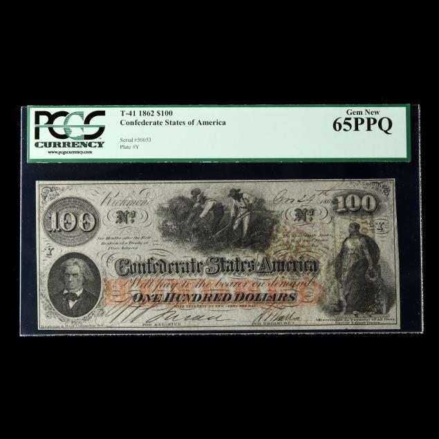 CONFEDERATE T-41 $100 NOTE, PCGS