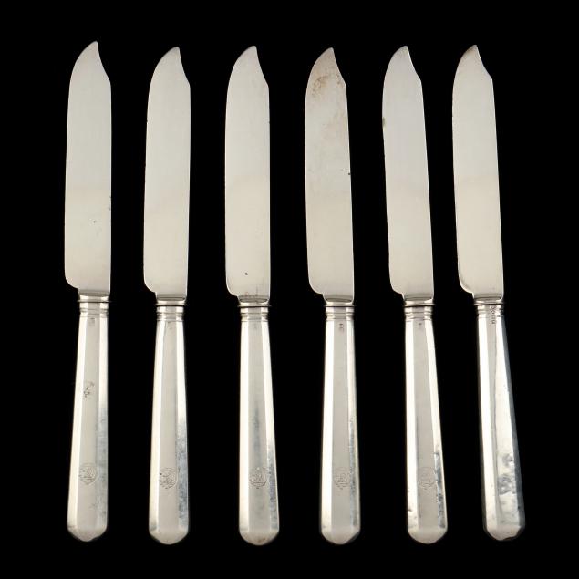 A SET OF SIX VICTORIAN SILVER KNIVES,