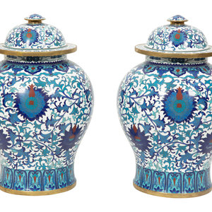 A Pair of Chinese Cloisonn Jars 20th 345e39