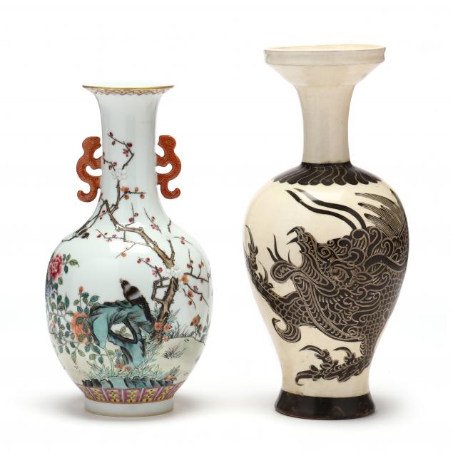TWO ASIAN STYLE VASES  Late 19th