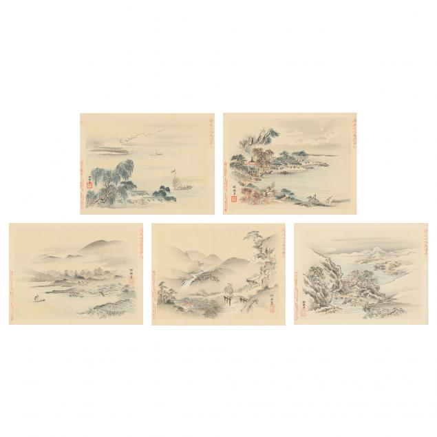 FIVE JAPANESE WOODBLOCK LANDSCAPE 345e63