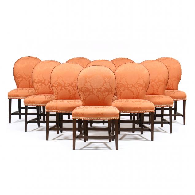 ASSEMBLED SET OF TEN UPHOLSTERED