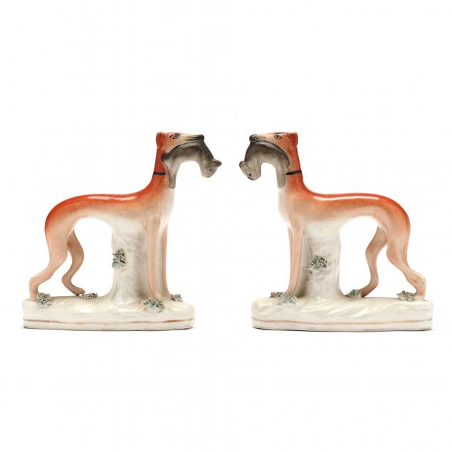 A PAIR OF STAFFORDSHIRE WHIPPETS 345eda