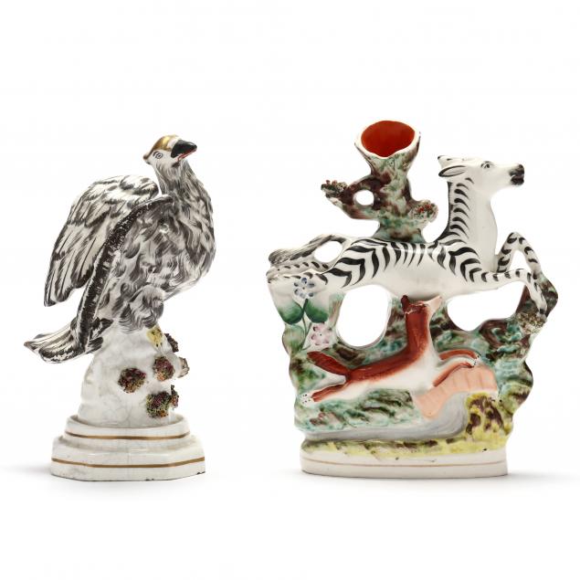 EARLY STAFFORDSHIRE EAGLE AND ZEBRA
