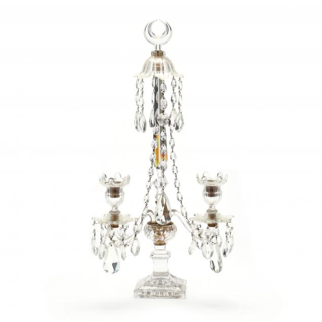 REGENCY CUT GLASS DROP PRISM CANDELABRA