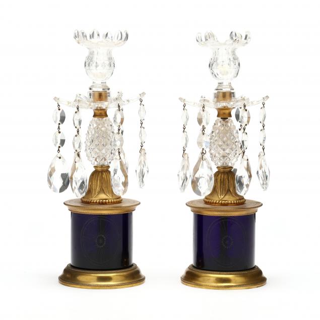 PAIR OF REGENCY GLASS AND ORMOLU