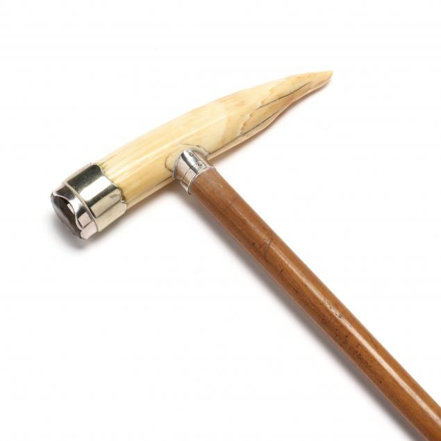ANTIQUE TUSK HANDLED CANE WITH