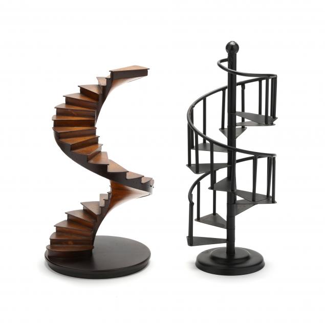 TWO MODEL SPIRAL STAIRCASES, INCLUDING
