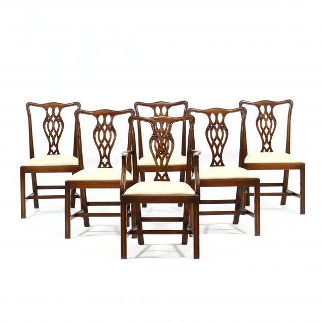 SET OF SIX CHIPPENDALE STYLE MAHOGANY