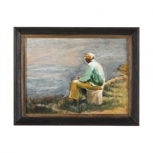 LAURA POWELL (NC), MAN FISHING Oil on