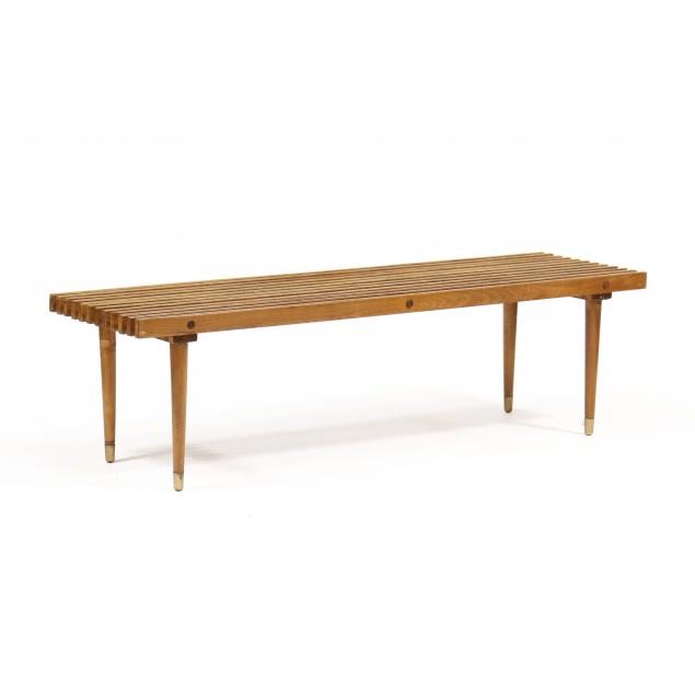 DANISH TEAK SLAT BENCH 1960s rectangular 345f7d