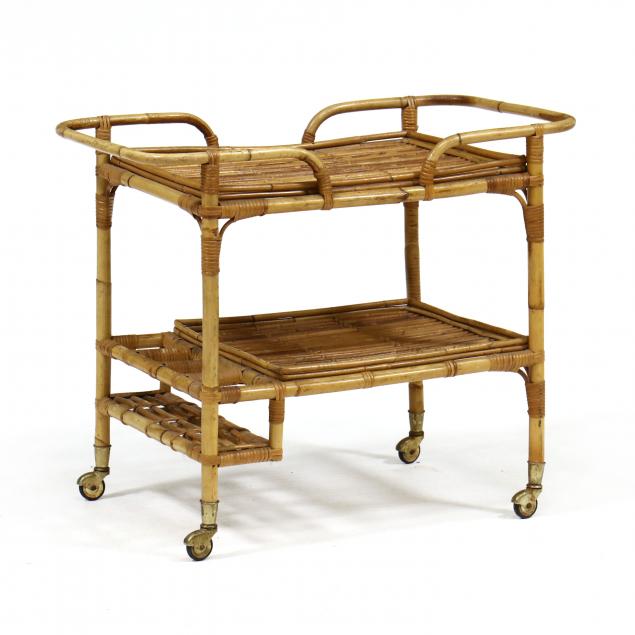 VINTAGE BAMBOO SERVING CART Mid 345f79