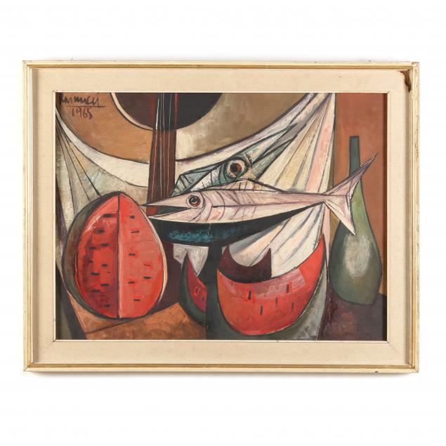 A MODERN CUBIST STYLE STILL LIFE PAINTING