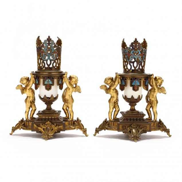 PAIR FRENCH FIGURAL ORMOLU AND