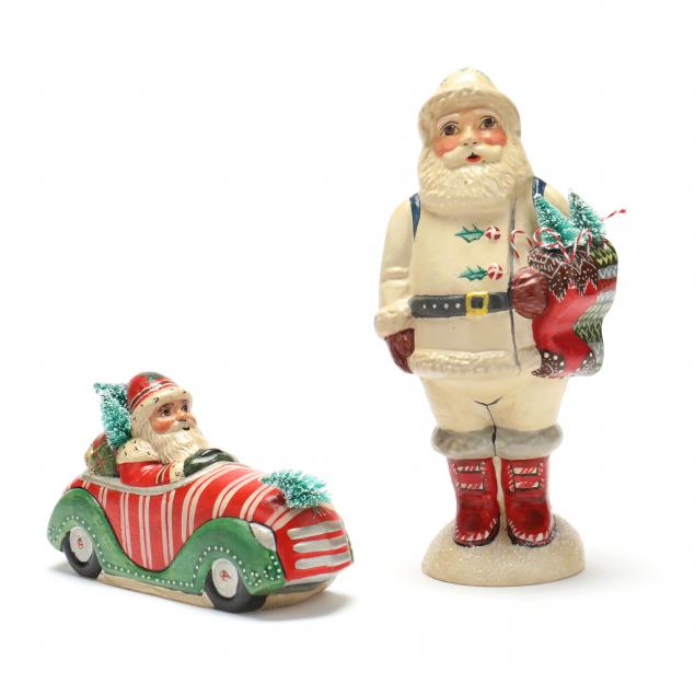 TWO VAILLANCOURT SANTA FIGURES, 2007