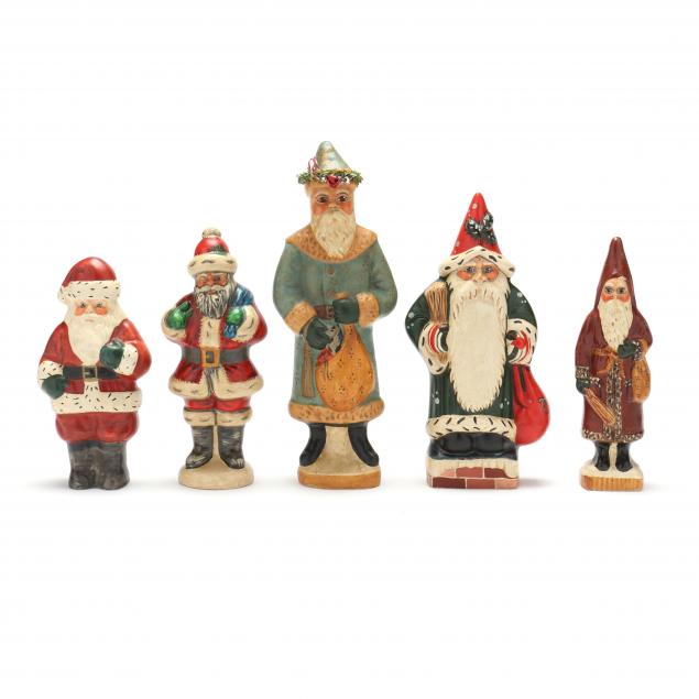 FIVE VINTAGE VAILLANCOURT SANTAS 1989