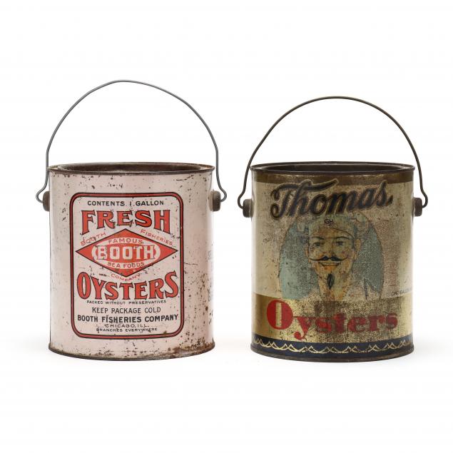 TWO VINTAGE GALLON OYSTER CANS 346124