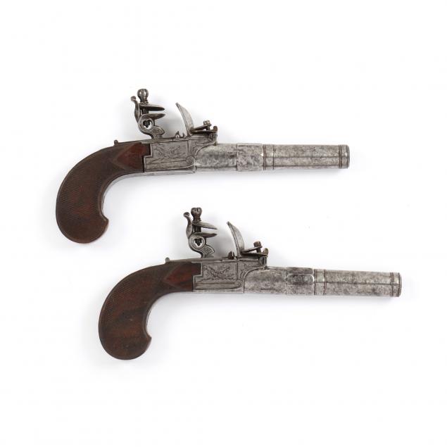 A MATCHED PAIR OF EARLY FLINTLOCK POCKET