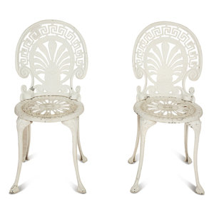 A Pair of White Painted Cast Metal 346179