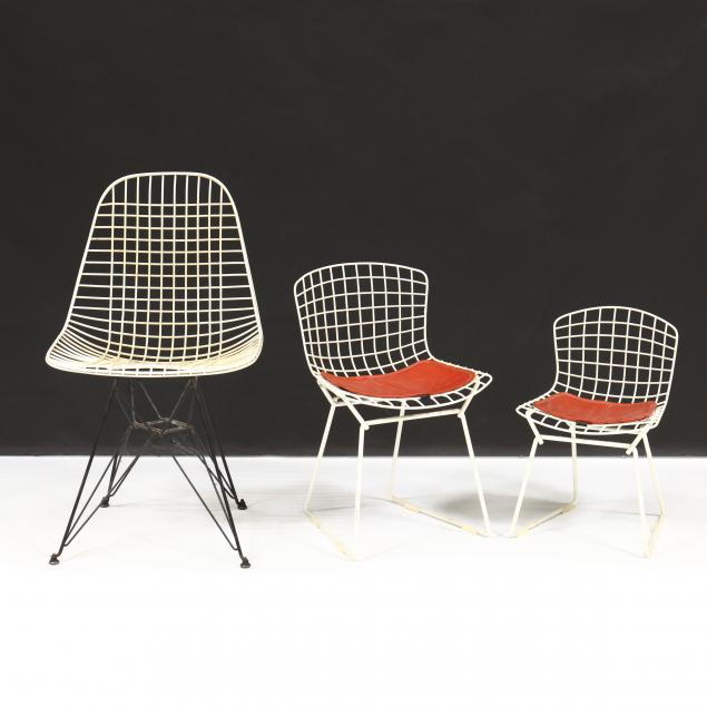 EAMES AND BERTOIA THREE WIRE CHAIRS 3462bf