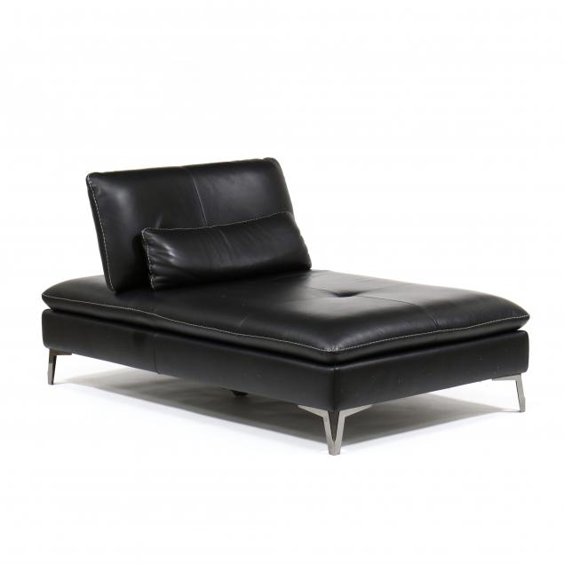 ROCHE BOBOIS BLACK LEATHER CHAISE 34637e