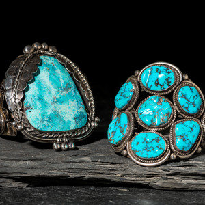 Large Navajo Silver and Turquoise 34643e