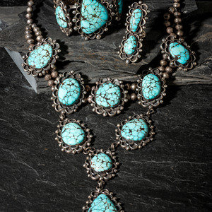 Navajo Silver and Turquoise Necklace,