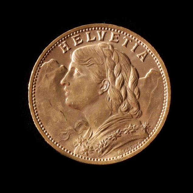 SWITZERLAND, 1927B GOLD 20 FRANCS