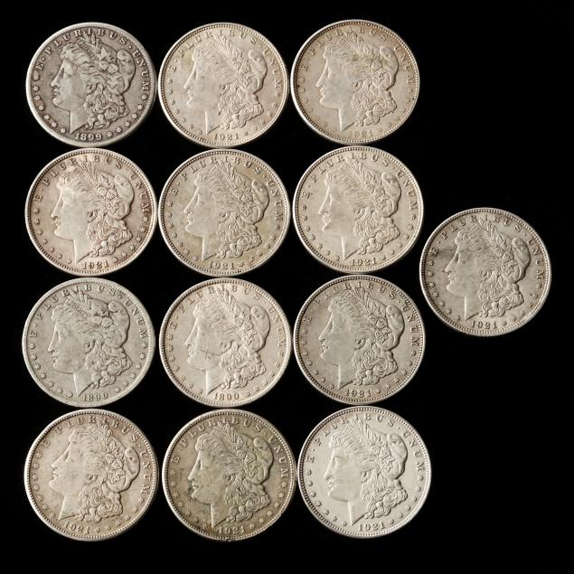 THIRTEEN (13) CIRCULATED MORGAN