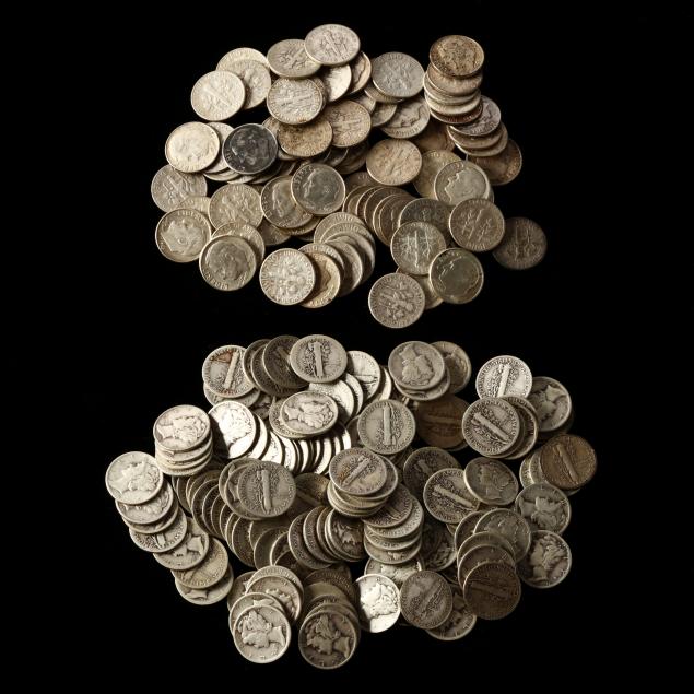 (214) CIRCULATED 90% SILVER DIMES