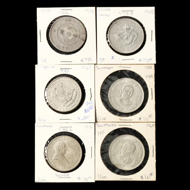 SIX EAST ASIAN SILVER CROWNS To 3464da