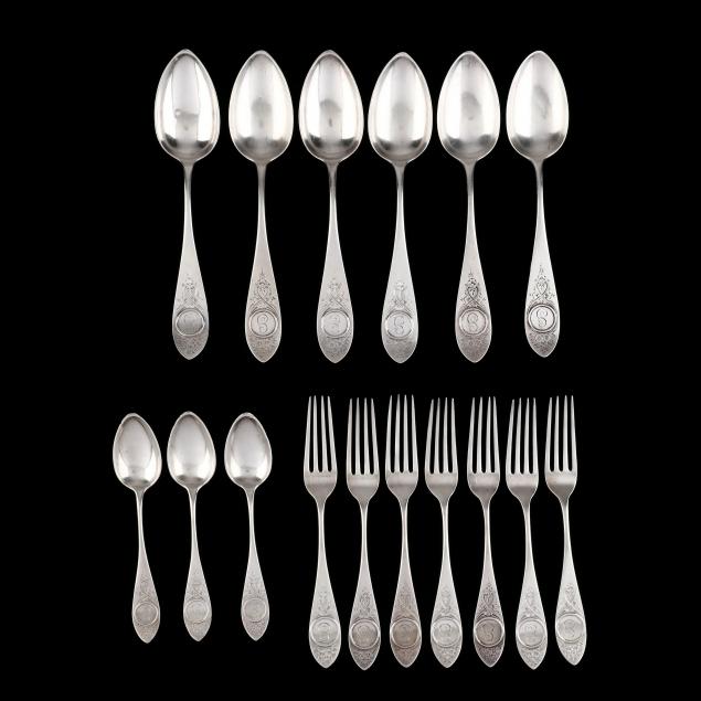 A GROUP OF COIN SILVER FLATWARE