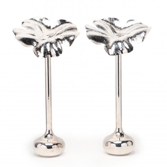 PAIR OF TALL BRAZILIAN SILVERPLATE 346542