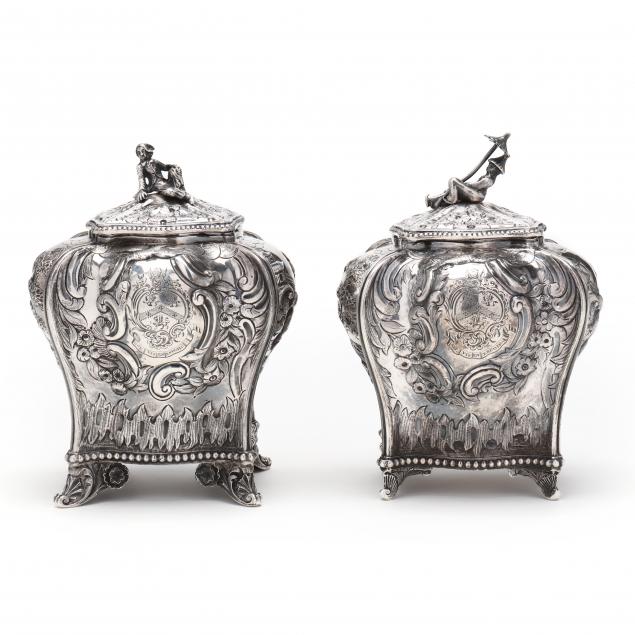 A PAIR OF VICTORIAN SILVER CHINOISERIE