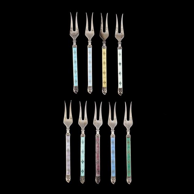 A SET OF NINE ENAMELED STERLING 34658b