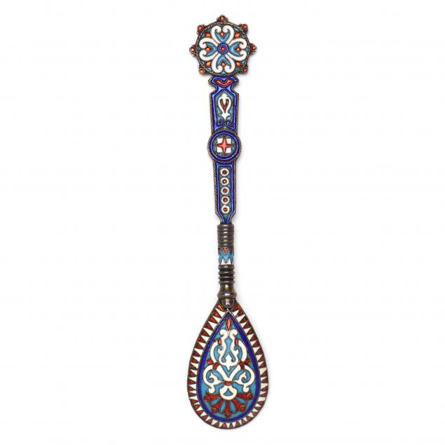 A RUSSIAN SILVER ENAMEL SPOON 346584