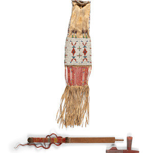 Sioux Beaded Hide Tobacco Bag,