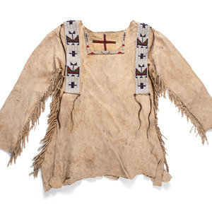 Plains Beaded Hide Shirt ca 1900 thread 3465ba