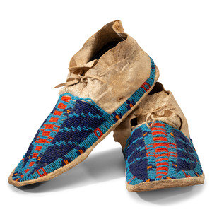 Northern Plains Beaded Hide Moccasins first 3465ca