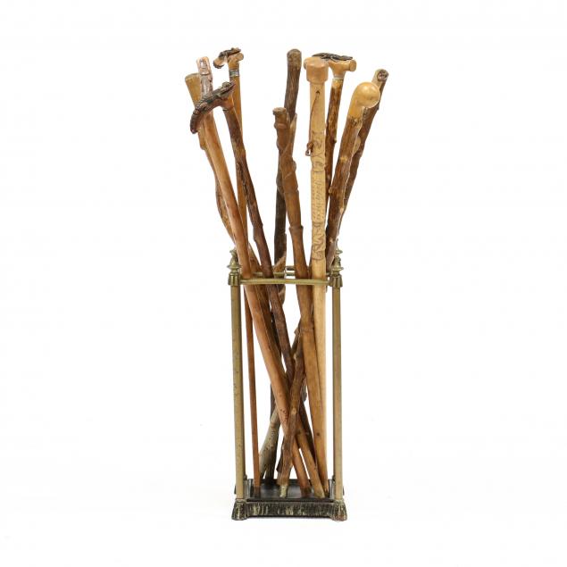 TEN FOLK ART WALKING STICKS AND 348d4c