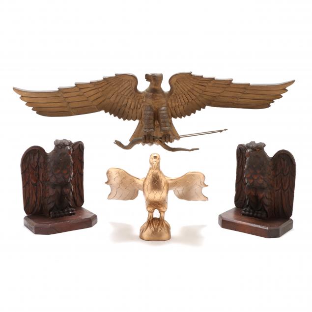 CARVED WOOD EAGLE GROUPING 20th