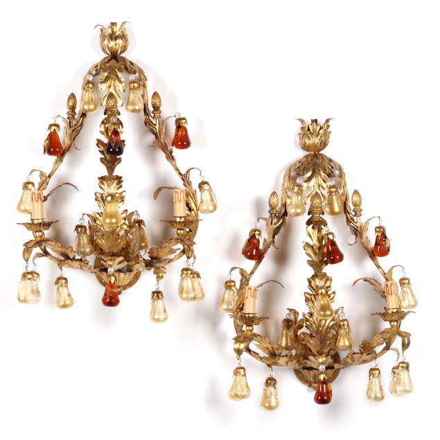 PAIR OF ITALIAN SCONCES WITH MURANO
