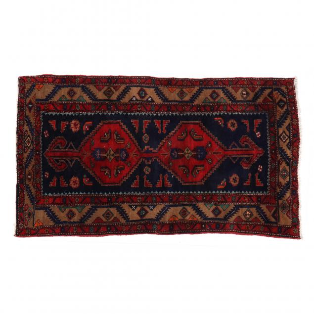 HAMADAN AREA RUG Dark blue field 348dba